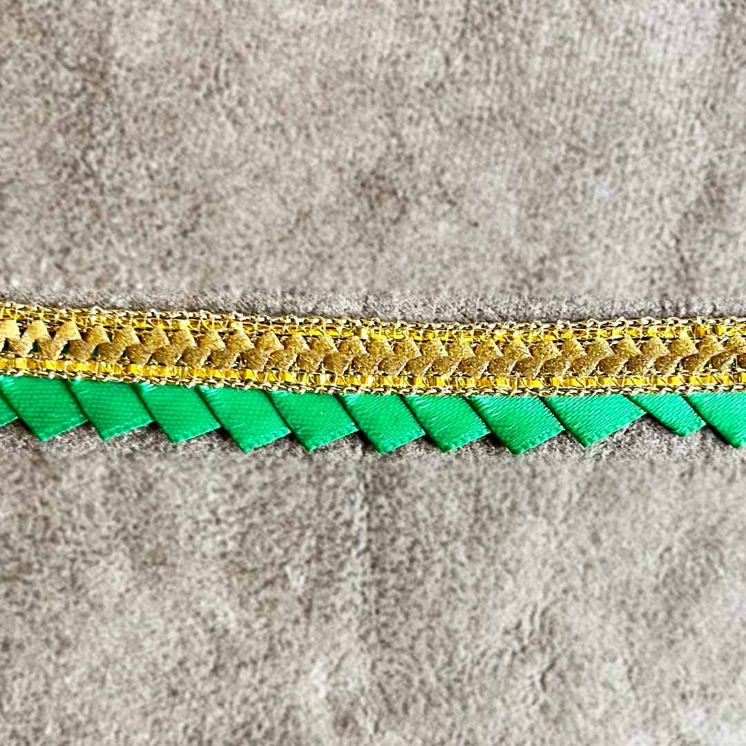 Green Color Satin Ribbon Samosa Lace - ( 9mtr )