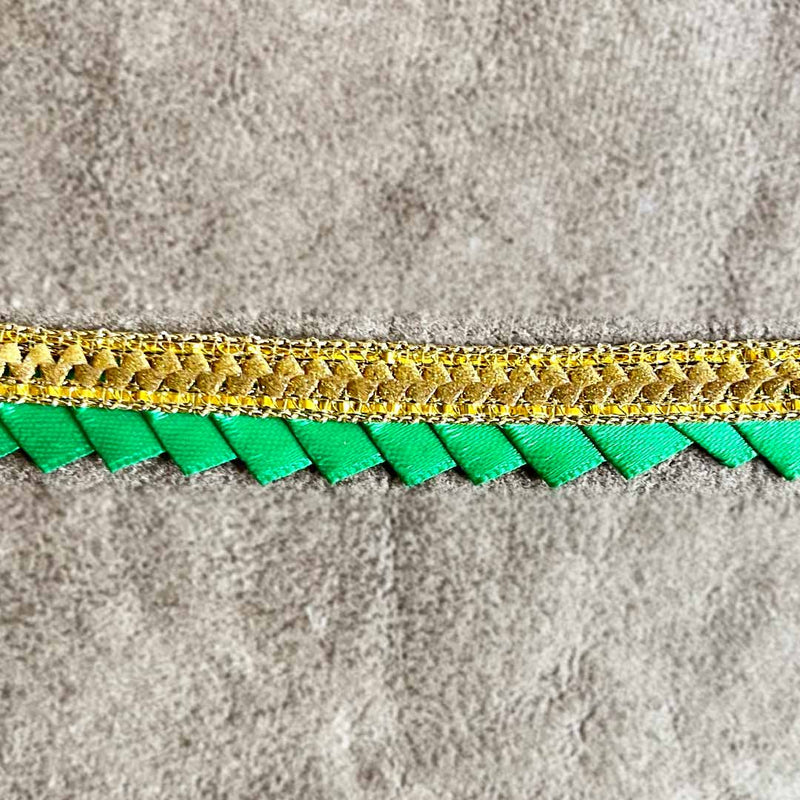 Green Color Satin Ribbon Samosa Lace - ( 9mtr )