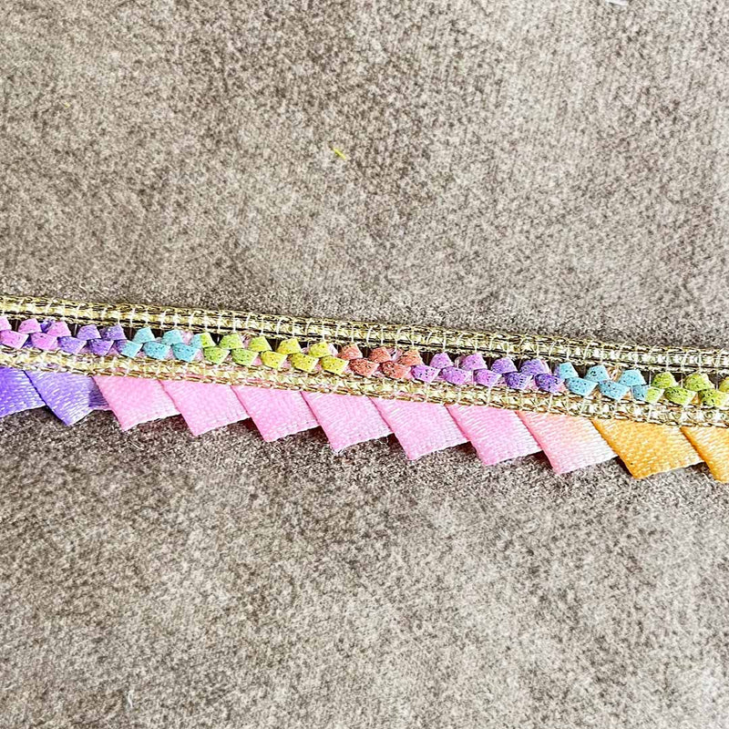 Multicolor Satin Ribbon Samosa Lace - ( 9mtr )