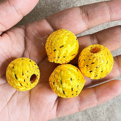 Yellow Color Silk Thread Weaving Beads Pack Of 20