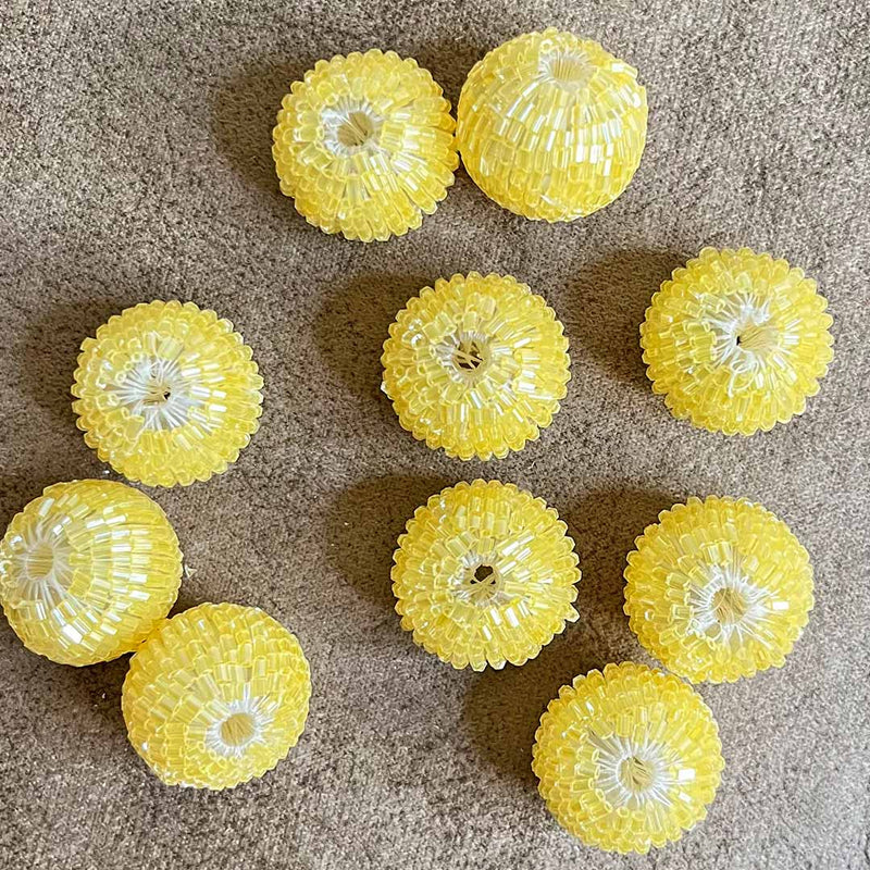 Yellow Color Katdana Beads Pack Of 10