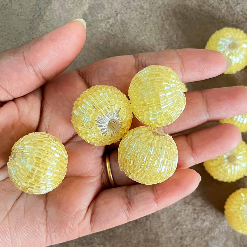 Yellow Color Katdana Beads Pack Of 10