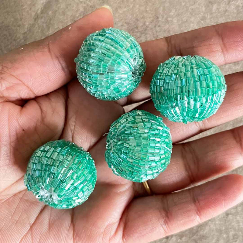 Teal Green Color Katdana Beads Pack Of 10