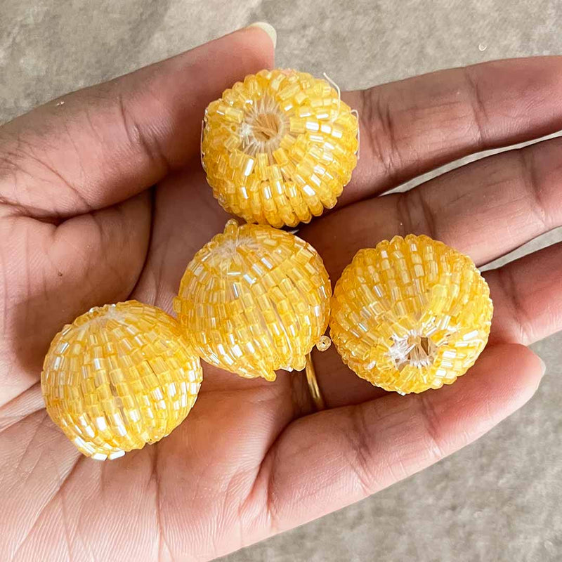 Dark Yellow Color Katdana Beads Pack Of 10