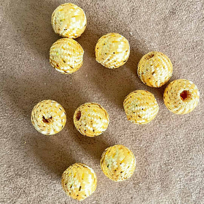 Light Yellow Color Silk Thread Weaving Beads Pack Of 20