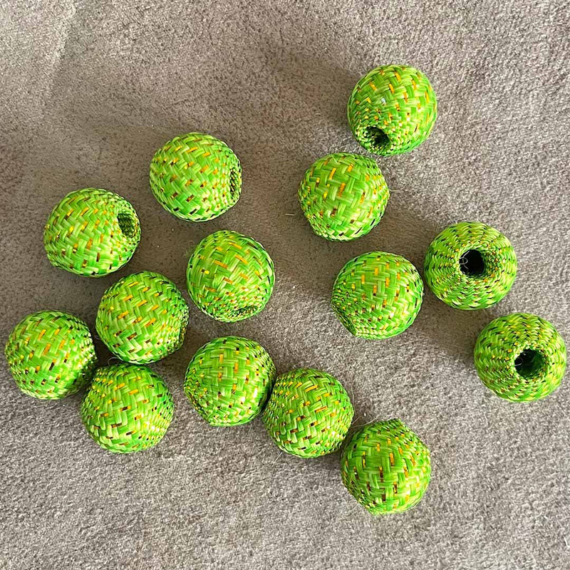 Green Color Silk Thread Weaving Beads Pack Of 20