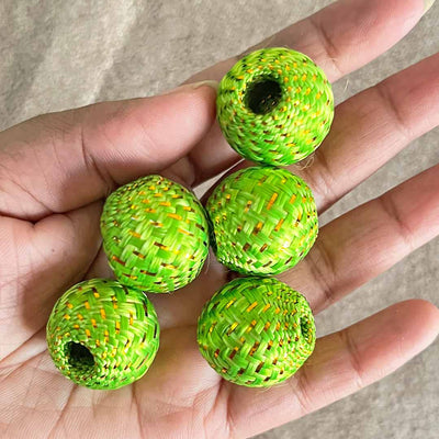 Green Color Silk Thread Weaving Beads Pack Of 20