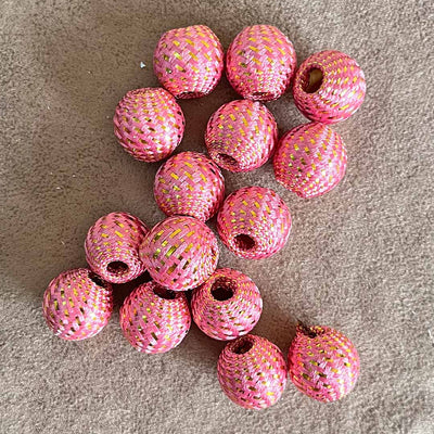 Light Pink Color Silk Thread Weaving Beads Pack Of 20