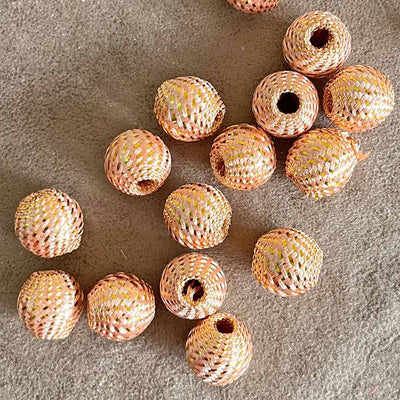 Light Peach Color Silk Thread Weaving Beads Pack Of 20