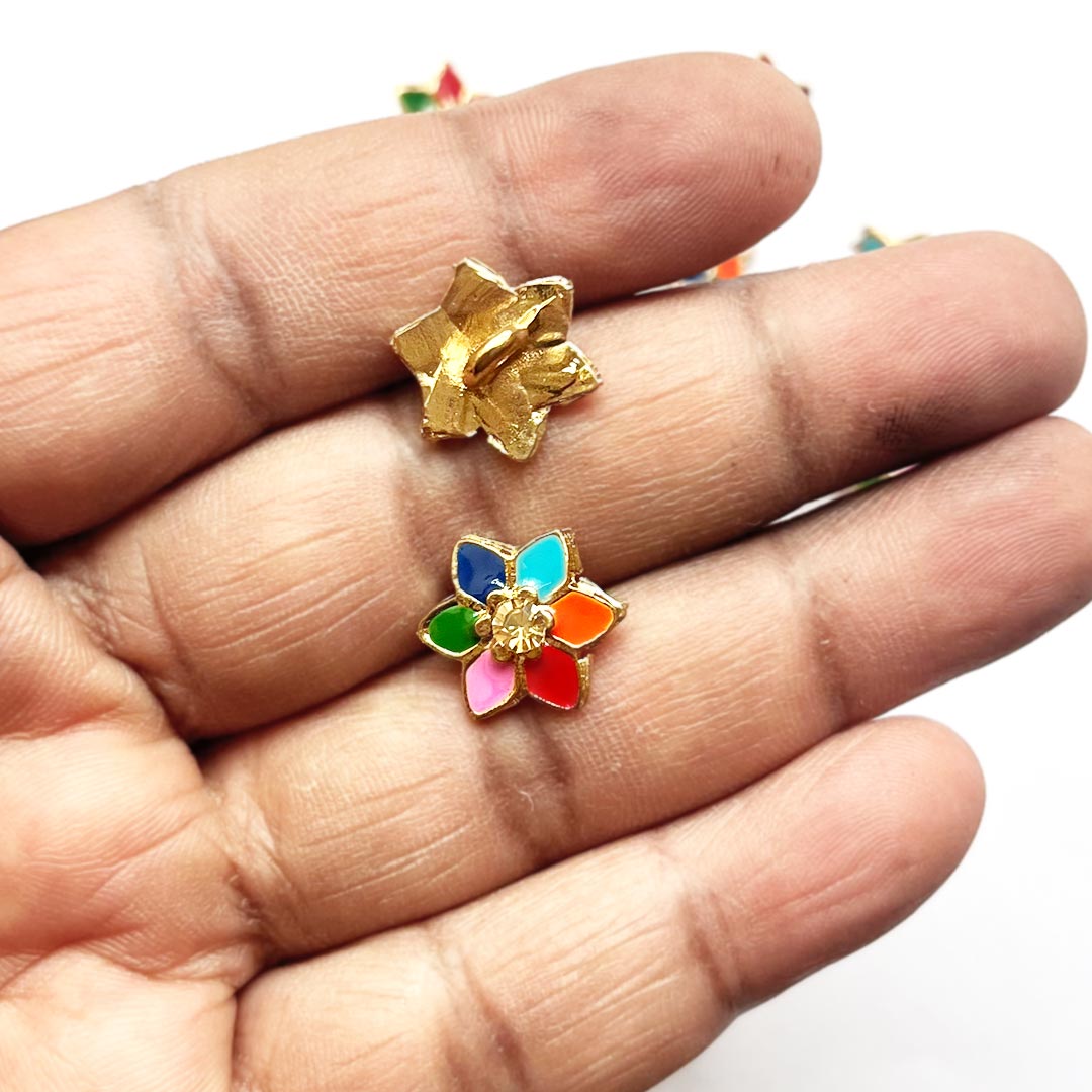 Multi Color Flower Shape small Buttons Pack Of 10 For Swing Projects ...