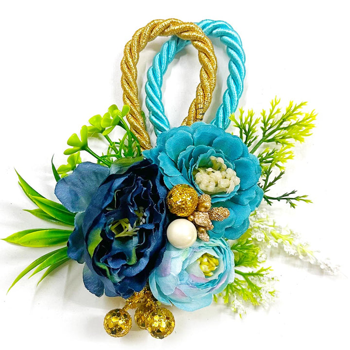Navy Blue & Sky Blue Color Flower Bunch Pack Of 4 for Trousseau & Gift Packaging, Wedding & Festive Decoration