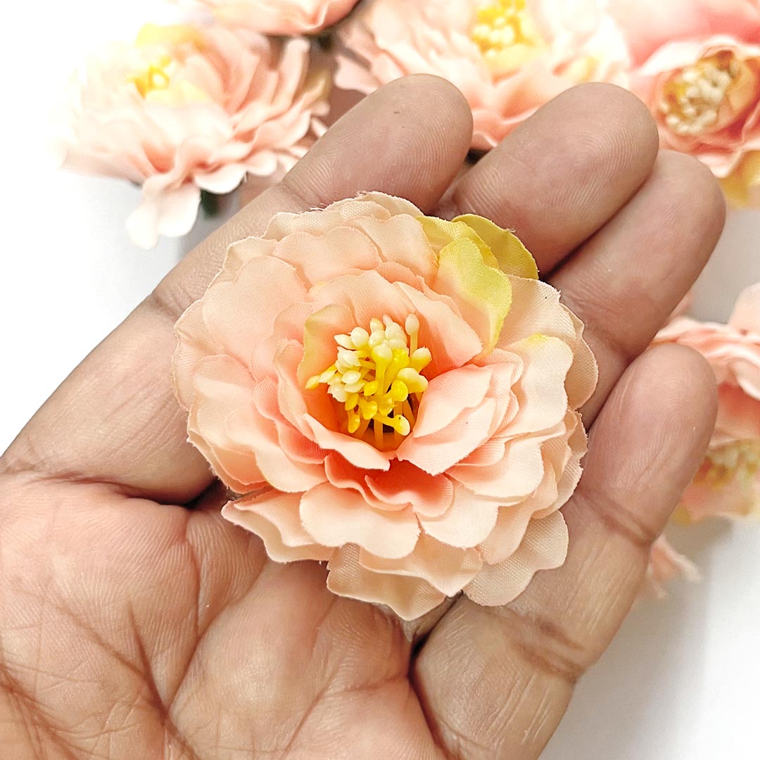 Multi Color Peony Flower Head Artificial Pack of 20 (5.5cm) for Home, Gift, Christmas,Valentine, Mandir Pooja Table, Cake Decor, Bouquet Making Decoration