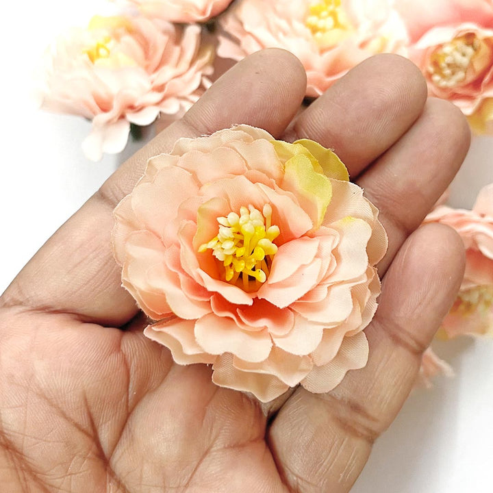 Multi Color Peony Flower Head Artificial Pack of 20 (5.5cm) for Home, Gift, Christmas,Valentine, Mandir Pooja Table, Cake Decor, Bouquet Making Decoration