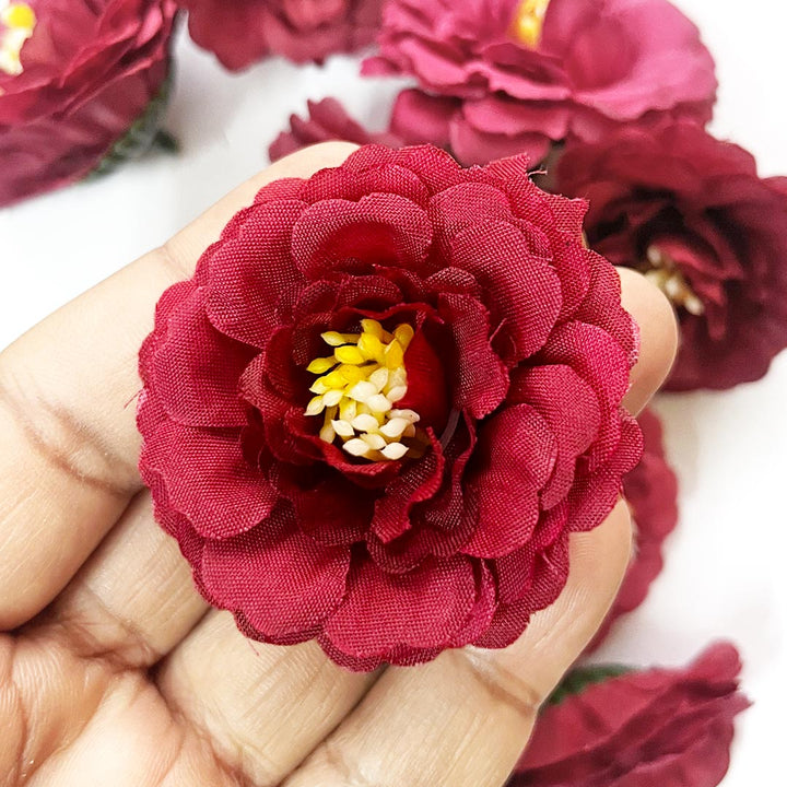 Multi Color Peony Flower Head Artificial Pack of 20 (5.5cm) for Home, Gift, Christmas,Valentine, Mandir Pooja Table, Cake Decor, Bouquet Making Decoration