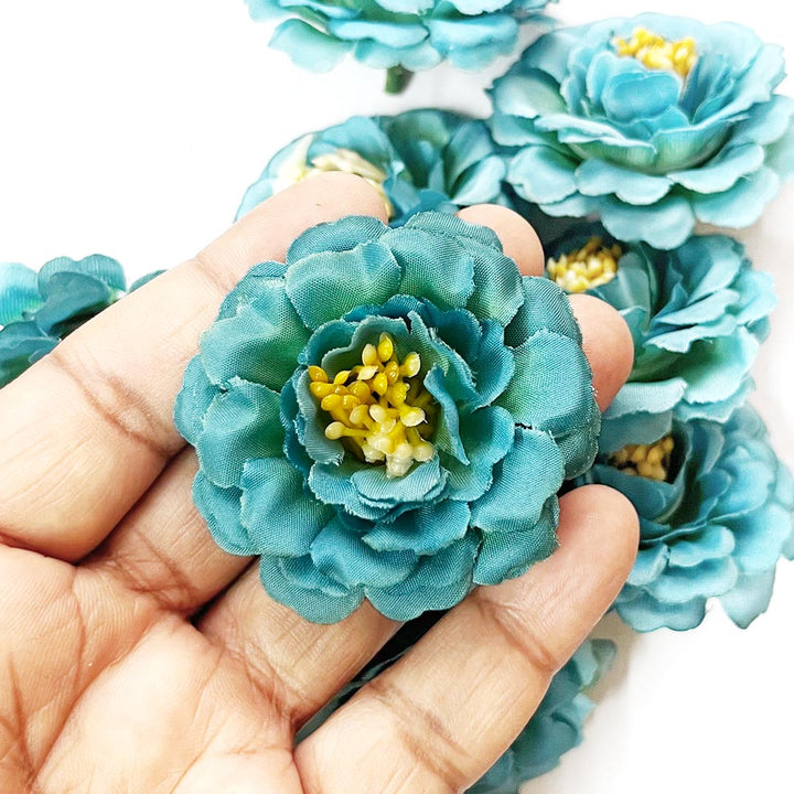 Multi Color Peony Flower Head Artificial Pack of 20 (5.5cm) for Home, Gift, Christmas,Valentine, Mandir Pooja Table, Cake Decor, Bouquet Making Decoration