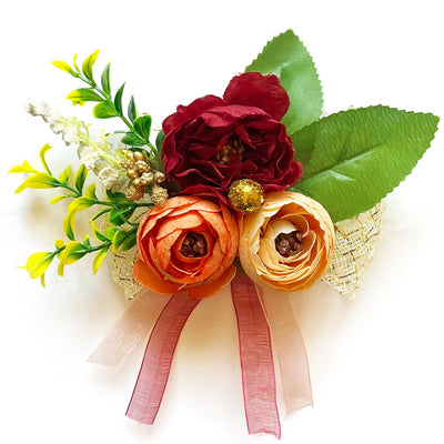 Big Peony with Peonies Bunch Set of 4 for Trousseau Packing, Ready to use Flower Brooch Hamper for Decoration
