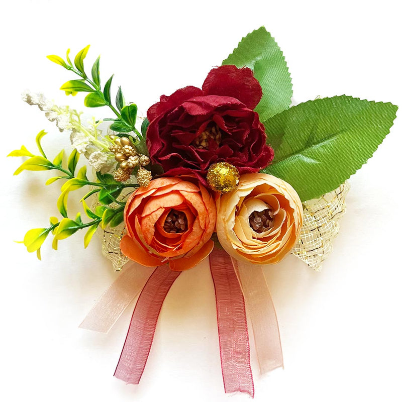 Big Peony with Peonies Bunch Set of 4 for Trousseau Packing, Ready to use Flower Brooch Hamper for Decoration