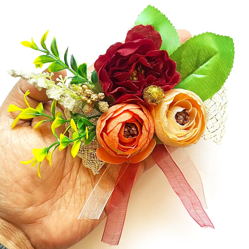 Big Peony with Peonies Bunch Set of 4 for Trousseau Packing, Ready to use Flower Brooch Hamper for Decoration