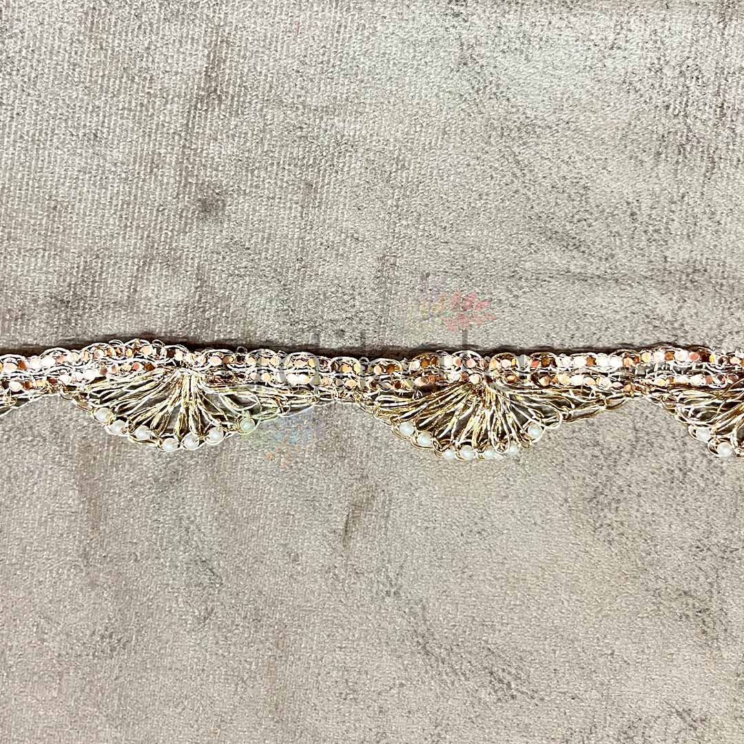 Hand Weaved Golden Color Zari & Sequins Lace - 9mtr