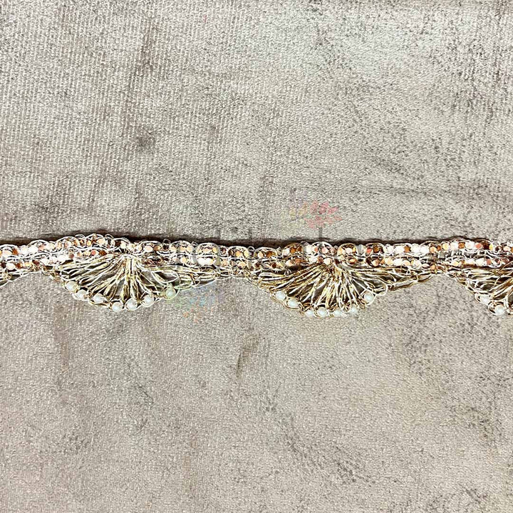 Hand Weaved Golden Color Zari & Sequins Lace - 9mtr