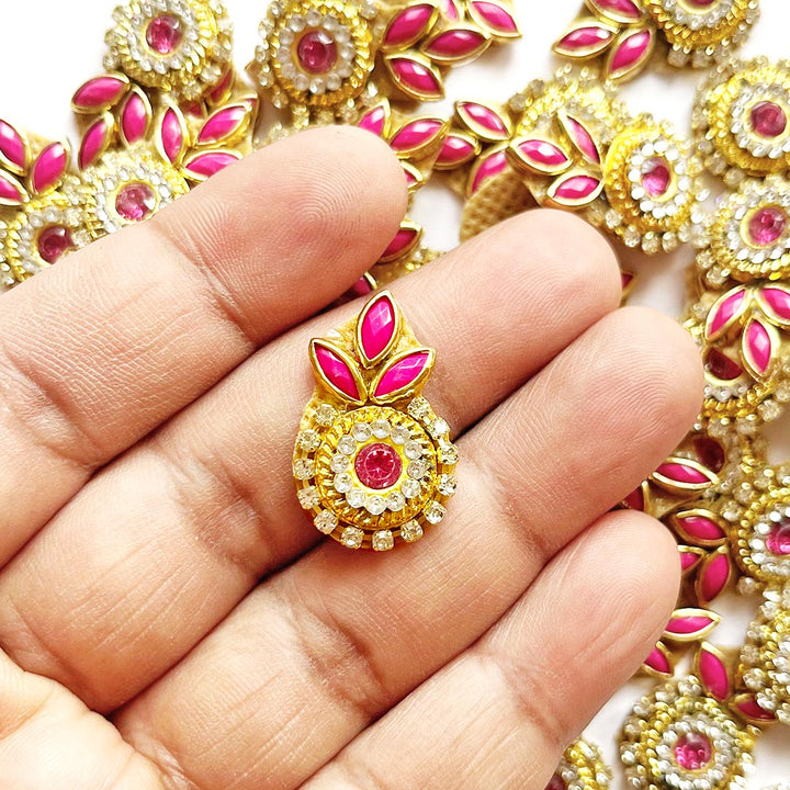 Flower Shape Kundan Patch for Saree, Blouse, Lehanga, Dupatta, Embroidery Work, Laddu Goopal Dress Decoration, DIY Art & Craft pack of 20