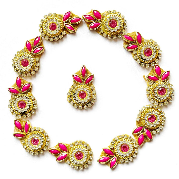 Flower Shape Kundan Patch for Saree, Blouse, Lehanga, Dupatta, Embroidery Work, Laddu Goopal Dress Decoration, DIY Art & Craft pack of 20