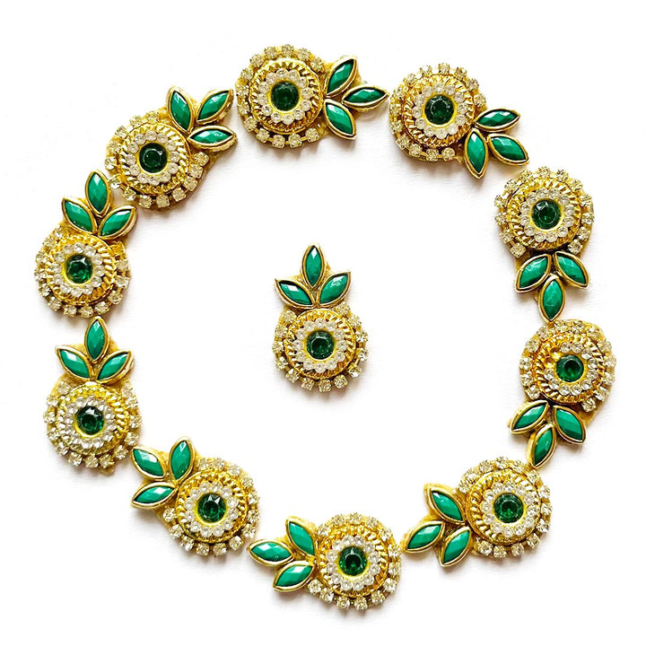 Flower Shape Kundan Patch for Saree, Blouse, Lehanga, Dupatta, Embroidery Work, Laddu Goopal Dress Decoration, DIY Art & Craft pack of 20