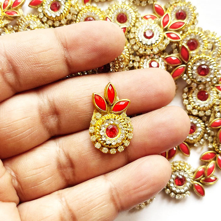 Flower Shape Kundan Patch for Saree, Blouse, Lehanga, Dupatta, Embroidery Work, Laddu Goopal Dress Decoration, DIY Art & Craft pack of 20