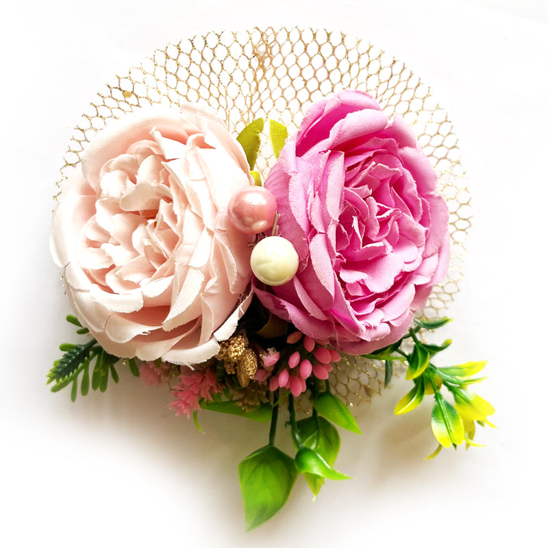 2 Cabbage Rose Bunch Set of 4 for Trousseau Packing, Ready to use Flower Brooch Hamper for Decoration