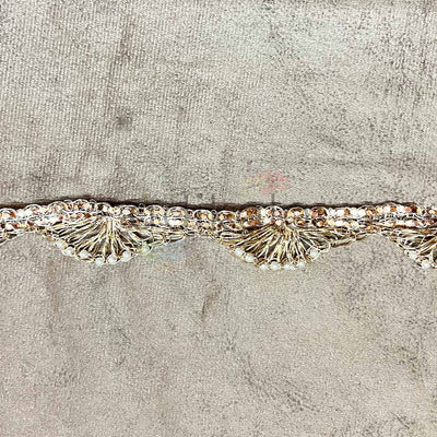 Hand Weaved Golden Color Zari & Sequins Lace - 9mtr