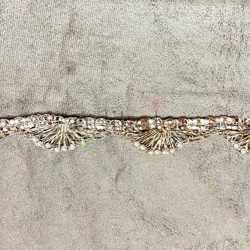 Hand Weaved Golden Color Zari & Sequins Lace - 9mtr