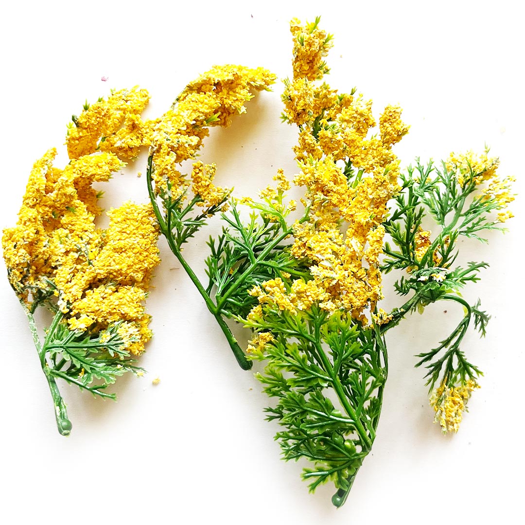 Green Fern Leaves With Yellow Edges Filler Set Of 12 for DIY Art  Decoration