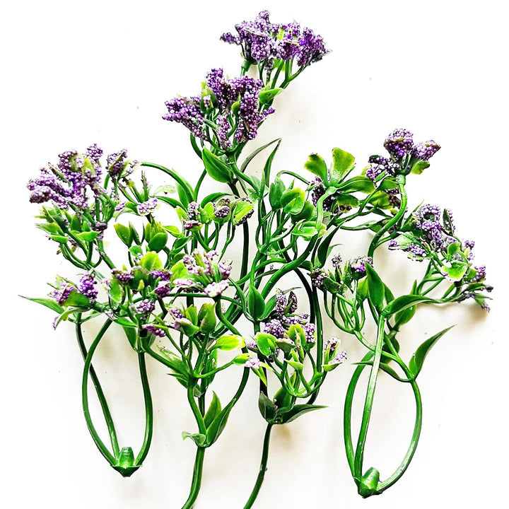 Green Fern Leaves With Purple Edges Filler Set Of 12 for DIY Art Decoration