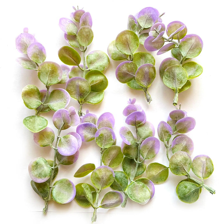 Artificial Lavender Color  Eucalyptus Leaf For DIY Wreath Crown Garland Decor Accessory Pack of 12