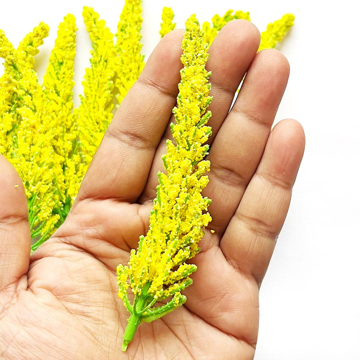 Artificial Yellow Fern Leaf Filler For DIY Garland Decor Accessory Pack of 12