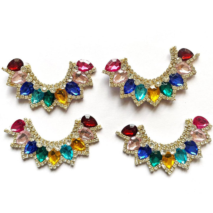 Decorative Fancy Stone Kundan Patch Necklace Set of 4 For Goddess & Laddu Gopal Dress Decoration