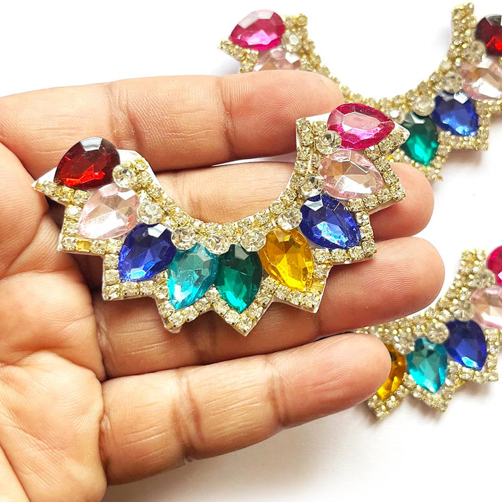 Decorative Fancy Stone Kundan Patch Necklace Set of 4 For Goddess & Laddu Gopal Dress Decoration