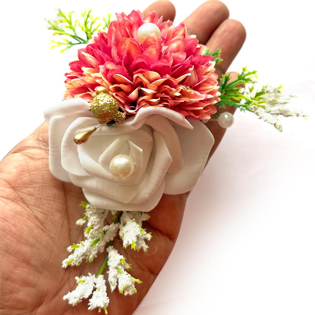 Carnation with foam Flower Bunch Pack of 4 for Decoration, Trousseau Packing, home decor, wedding arrangements, hampers, special gift wrapping