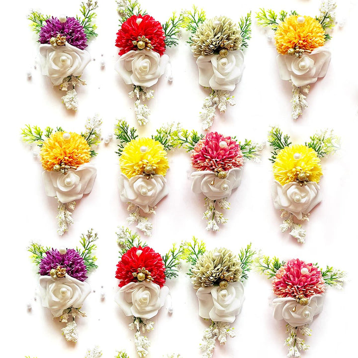 Carnation with foam Flower Bunch Pack of 4 for Decoration, Trousseau Packing, home decor, wedding arrangements, hampers, special gift wrapping