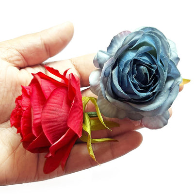 Multi Color Rose Flower Head Pack of 20 (7 cm) for Home, Gift, Christmas,Valentine, Mandir Pooja Table, Cake Decor, Bouquet Making Decoration