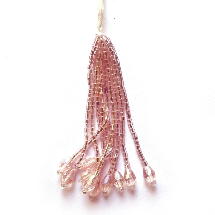Rose Gold Glass Beads Tassel Pack Of 10 For Home Decoration & Diy Art Craft