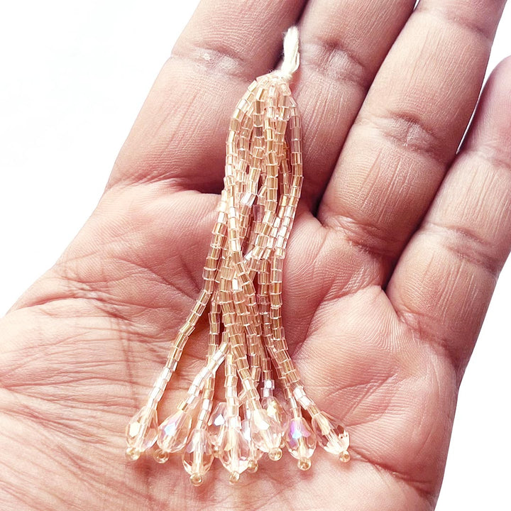 Rose Gold Glass Beads Tassel Pack Of 10 For Home Decoration & Diy Art Craft