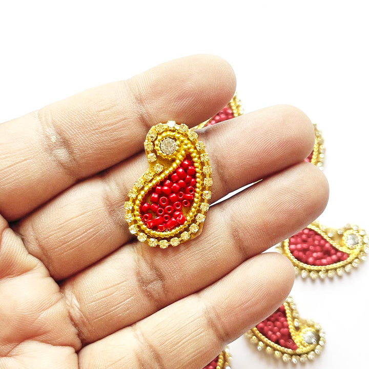 Paisley Shape Beaded Embroidered Appliqué Booti Patches – Pack of 25 | Decorative Craft Embellishments for Laddu Gopal Dress, Blouses, DIY Art & Embroidery Work