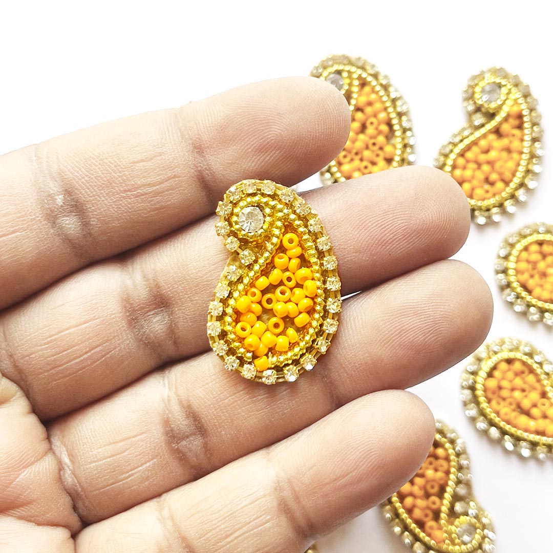 Paisley Shape Beaded Embroidered Appliqué Booti Patches – Pack of 25 | Decorative Craft Embellishments for Laddu Gopal Dress, Blouses, DIY Art & Embroidery Work