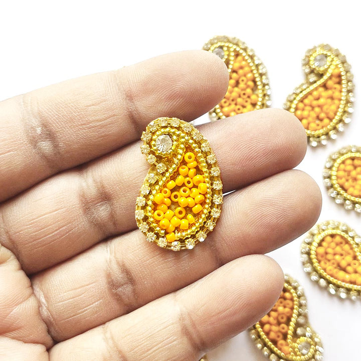Paisley Shape Beaded Embroidered Appliqué Booti Patches – Pack of 25 | Decorative Craft Embellishments for Laddu Gopal Dress, Blouses, DIY Art & Embroidery Work