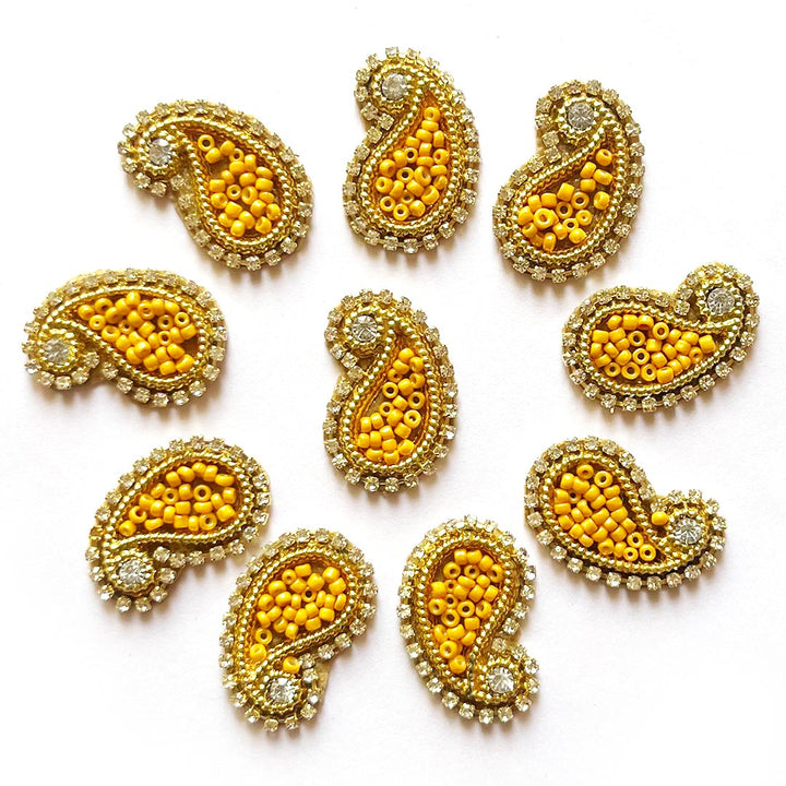 Paisley Shape Beaded Embroidered Appliqué Booti Patches – Pack of 25 | Decorative Craft Embellishments for Laddu Gopal Dress, Blouses, DIY Art & Embroidery Work