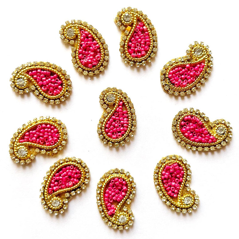 Paisley Shape Beaded Embroidered Appliqué Booti Patches – Pack of 25 | Decorative Craft Embellishments for Laddu Gopal Dress, Blouses, DIY Art & Embroidery Work
