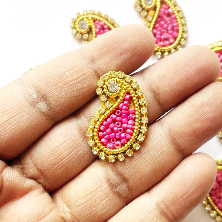 Paisley Shape Beaded Embroidered Appliqué Booti Patches – Pack of 25 | Decorative Craft Embellishments for Laddu Gopal Dress, Blouses, DIY Art & Embroidery Work