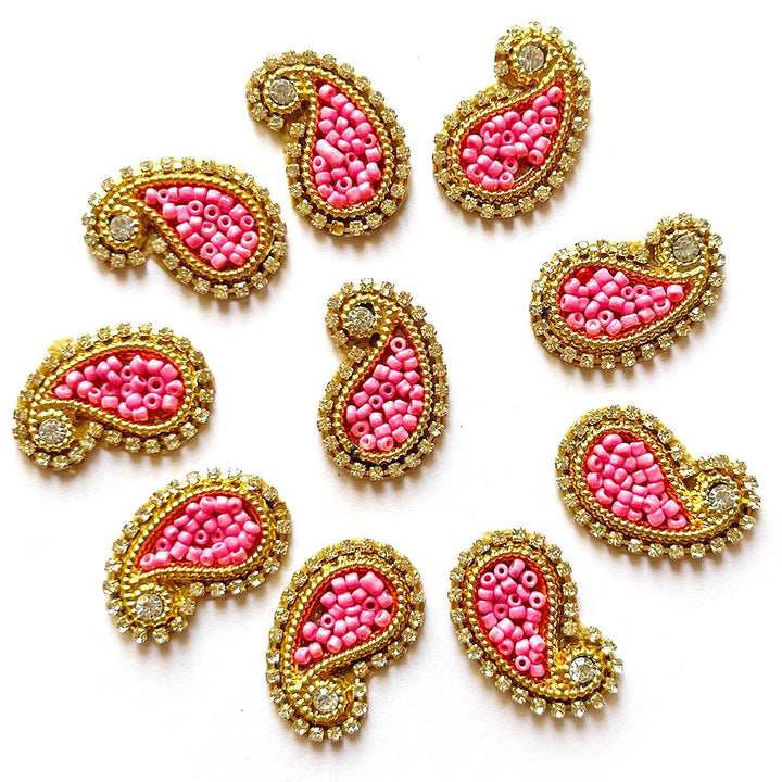 Paisley Shape Beaded Embroidered Appliqué Booti Patches – Pack of 25 | Decorative Craft Embellishments for Laddu Gopal Dress, Blouses, DIY Art & Embroidery Work