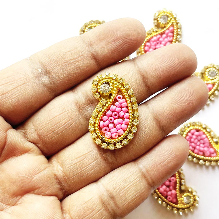 Paisley Shape Beaded Embroidered Appliqué Booti Patches – Pack of 25 | Decorative Craft Embellishments for Laddu Gopal Dress, Blouses, DIY Art & Embroidery Work